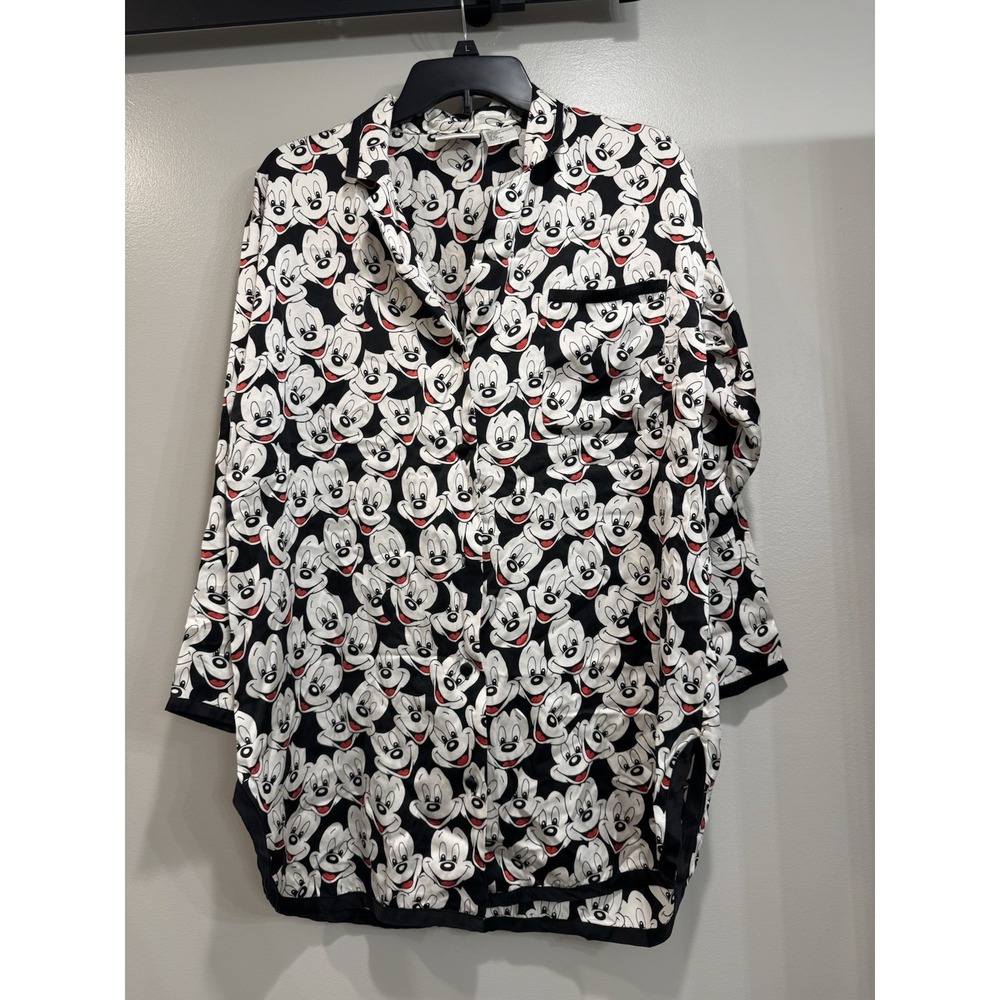 Walt Disney World WDW Silk Mickey Mouse All Over Print Nightgown Nightshirt S‎ - Picture 2 of 7